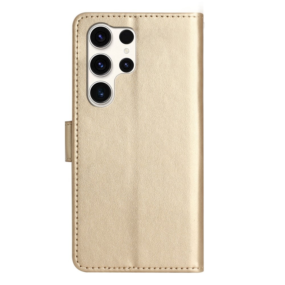 Virágok könyv tok Samsung Galaxy S25 Ultra készülékhez - arany színben