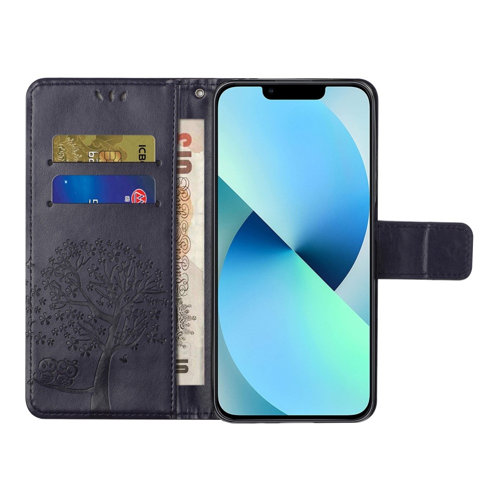 Fa könyv tok iPhone 15 Pro Max készülékhez - sötét lila