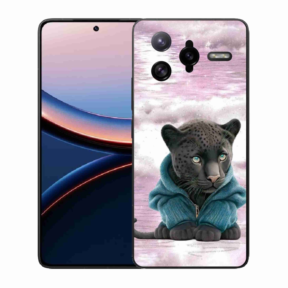 Gél borítás mmCase a Xiaomi Poco F7 Ultra számára - fekete párduc pulóverben