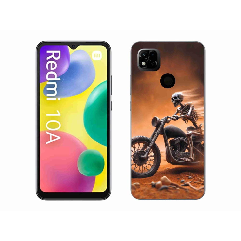 Gél borítás mmCase a Xiaomi Redmi 10A számára - csontváz a motorkerékpáron