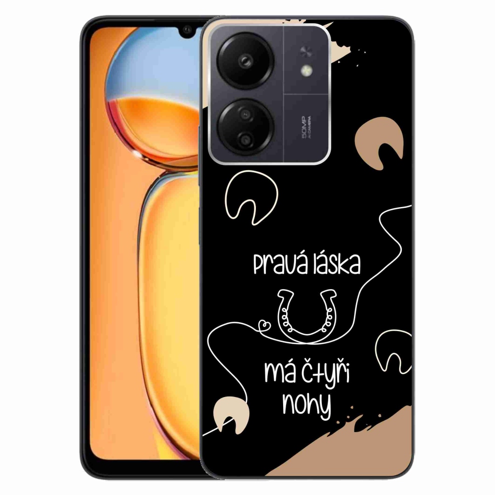 Gél borítás mmCase a Xiaomi Poco C65/Redmi 13C számára - ló motívum fekete háttérrel