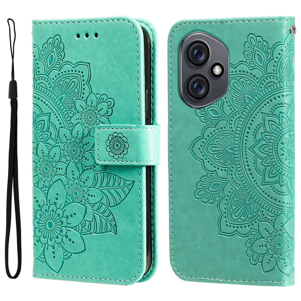 Virágos könyvtáska a Honor 400-hoz - teal színű