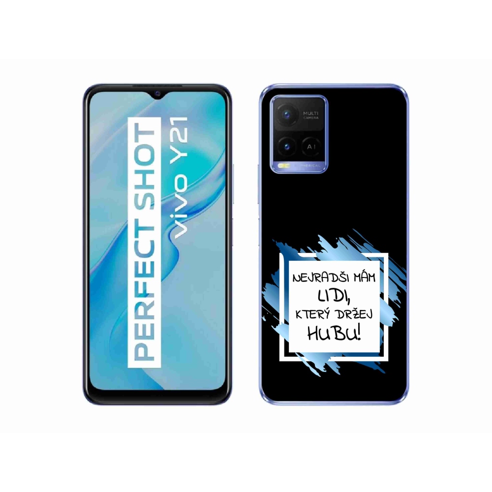 Gél borító mmCase a Vivo Y21/Y21s/Y33s készülékhez - vicces szöveg 7 fekete és fehér háttérrel