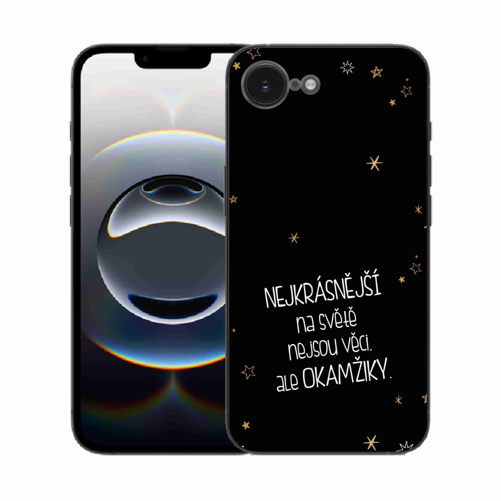 Gél borítás mmCase iPhone 16e készülékhez - idézet 4 fekete háttér