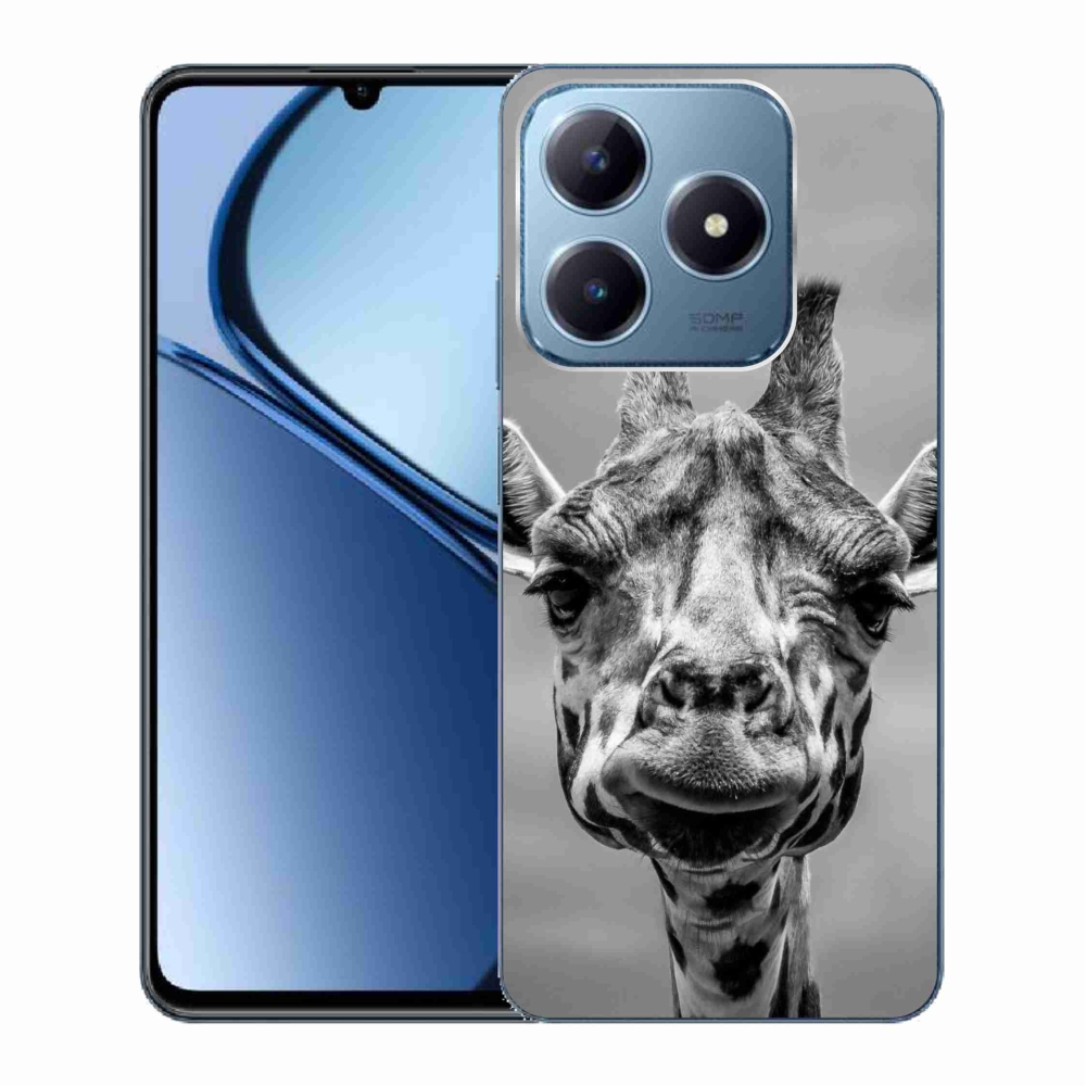 Zselés borítás mmCase a Realme C63 készülékhez - fekete-fehér zsiráf