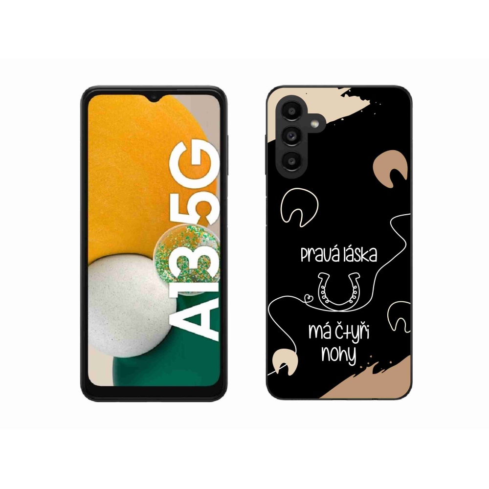 Gél borítás mmCase Samsung Galaxy A13 5G - ló motívum fekete háttérrel