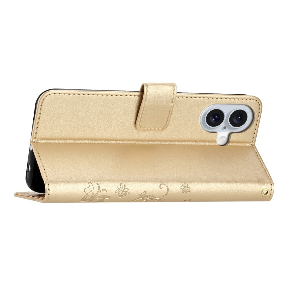 Virágok könyvtáska iPhone 17 készülékhez - arany