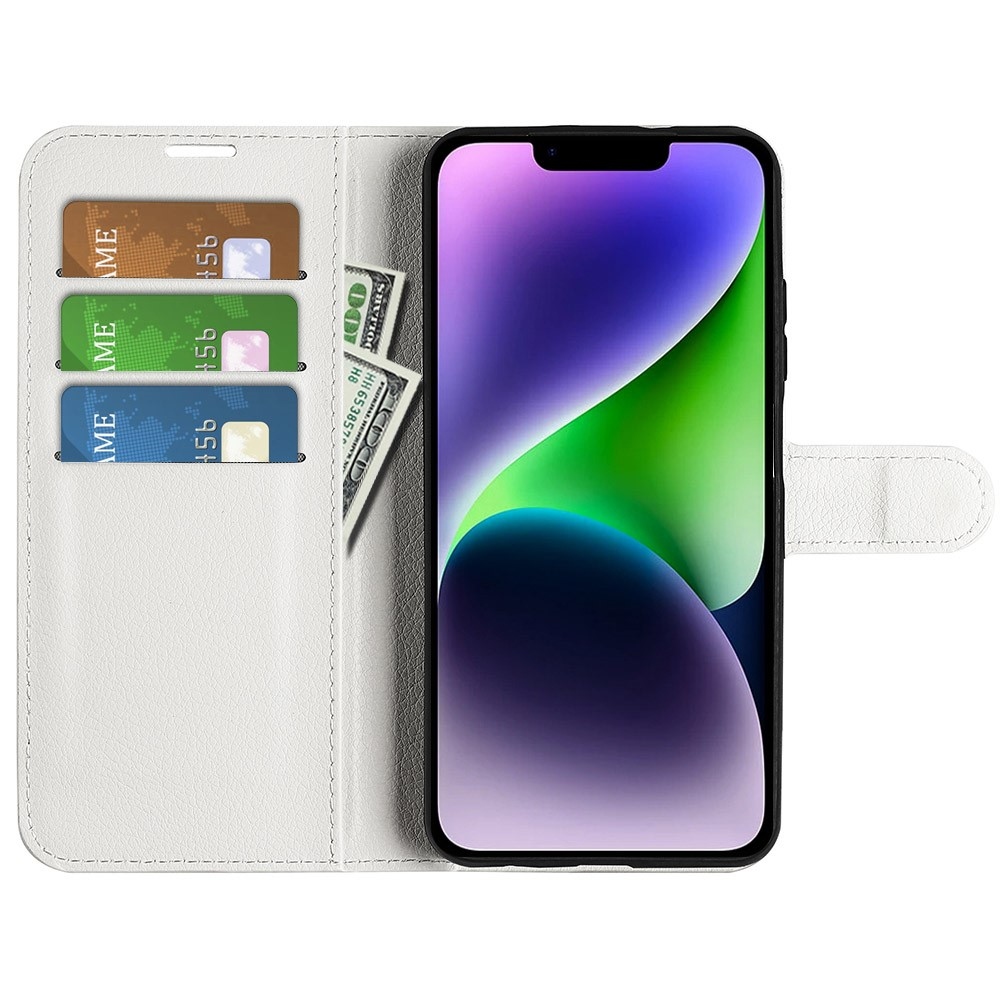 Litchi könyvtáska iPhone 15 készülékhez - fehér