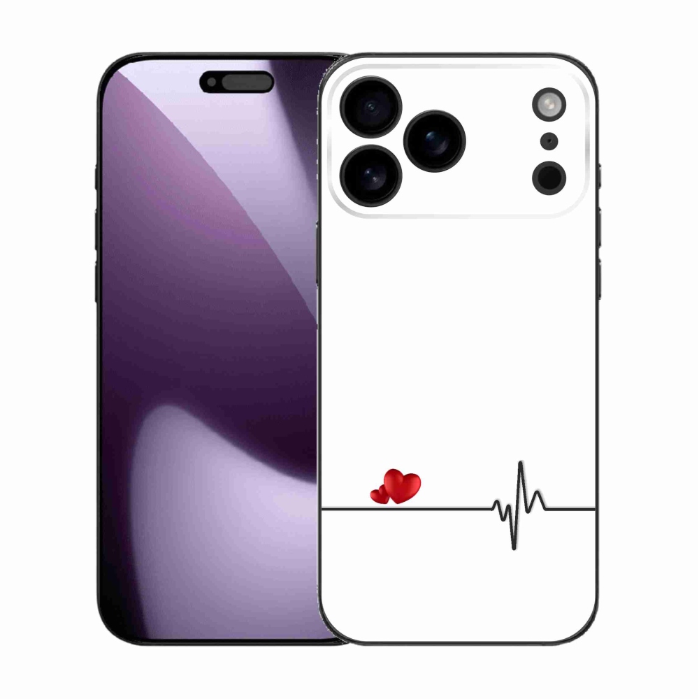 Gél borítás mmCase iPhone 17 Pro Max készülékhez - szív és szívverés fehér háttérrel