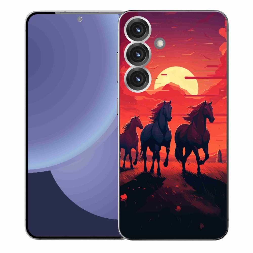 Gél borítás mmCase Samsung Galaxy S25+ - lovak és naplemente