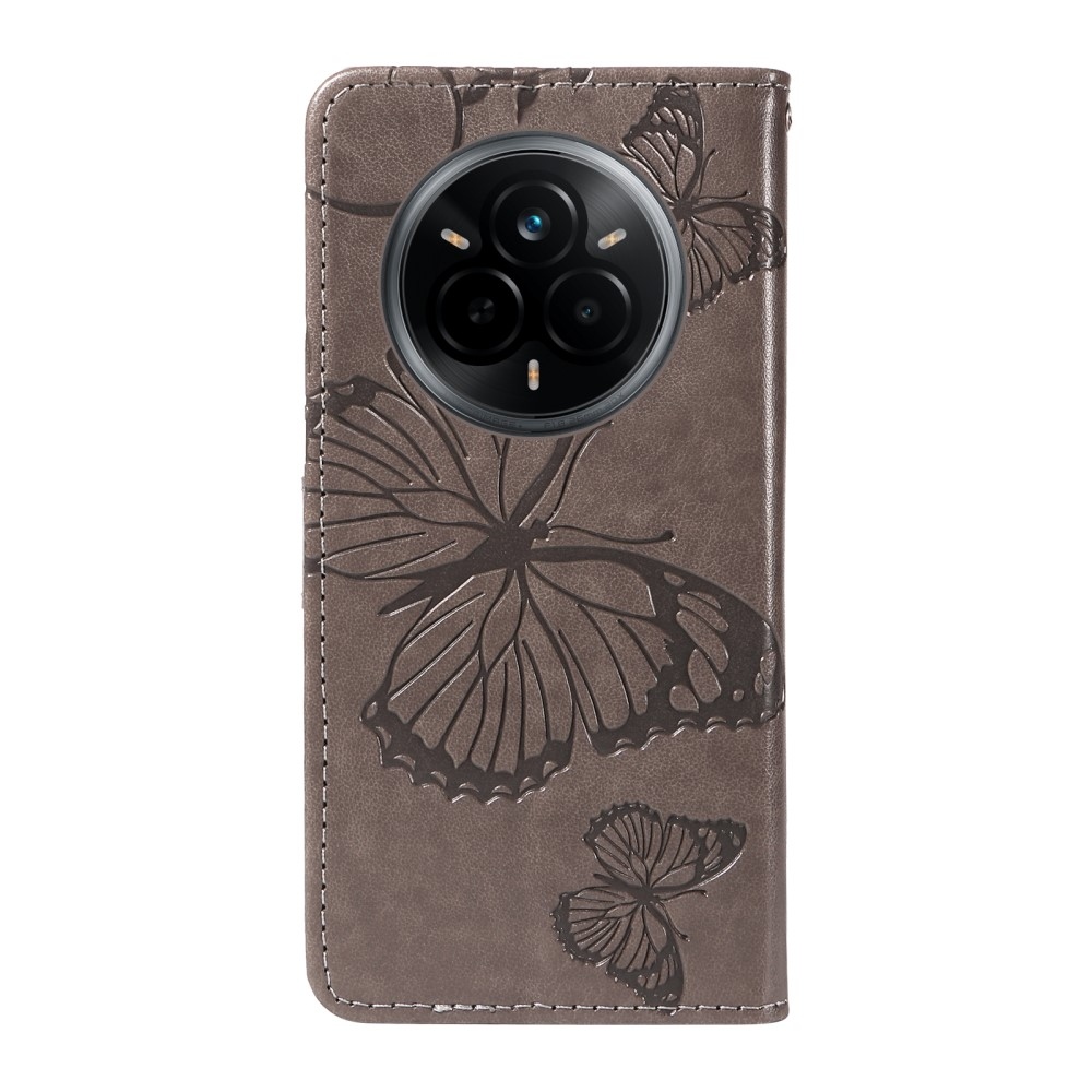 Nagy pillangó könyvtáska a Realme 14 Pro 5G számára - szürke