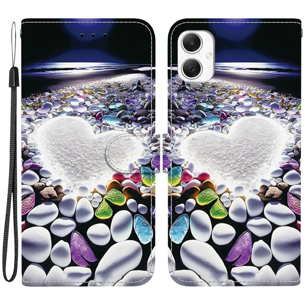 Sokoldalú könyves tok Samsung Galaxy A06 4G - szív és strasszkövek