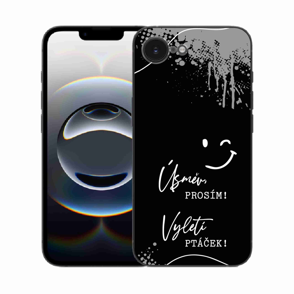 Gél borító mmCase iPhone 16e készülékhez - vicces szöveg 4 fekete háttér