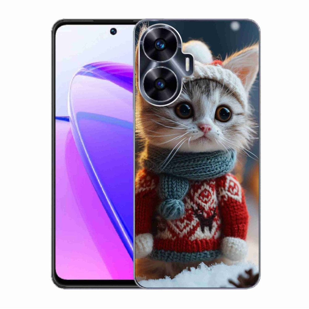 Gél borítás mmCase a Realme C55 készülékhez - cica pulóverben