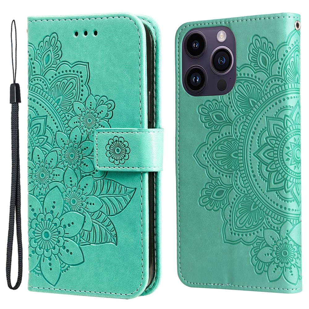 Mandala könyvtáska iPhone 15 Pro készülékhez - teal színű