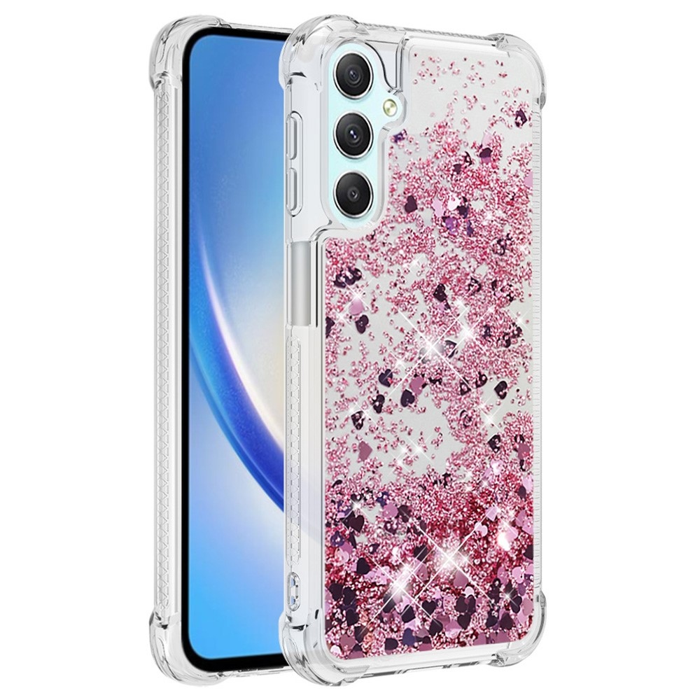 Glitter homokóra zselés tok Samsung Galaxy A24 készülékhez - rózsaarany/szív