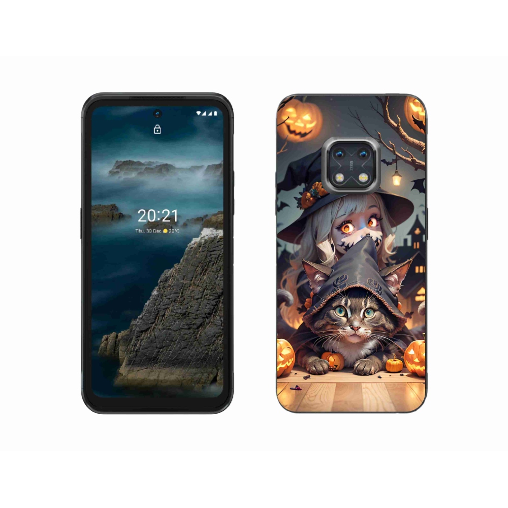 Zselés borítás mmCase a Nokia XR20 készülékhez - boszorkány macskával