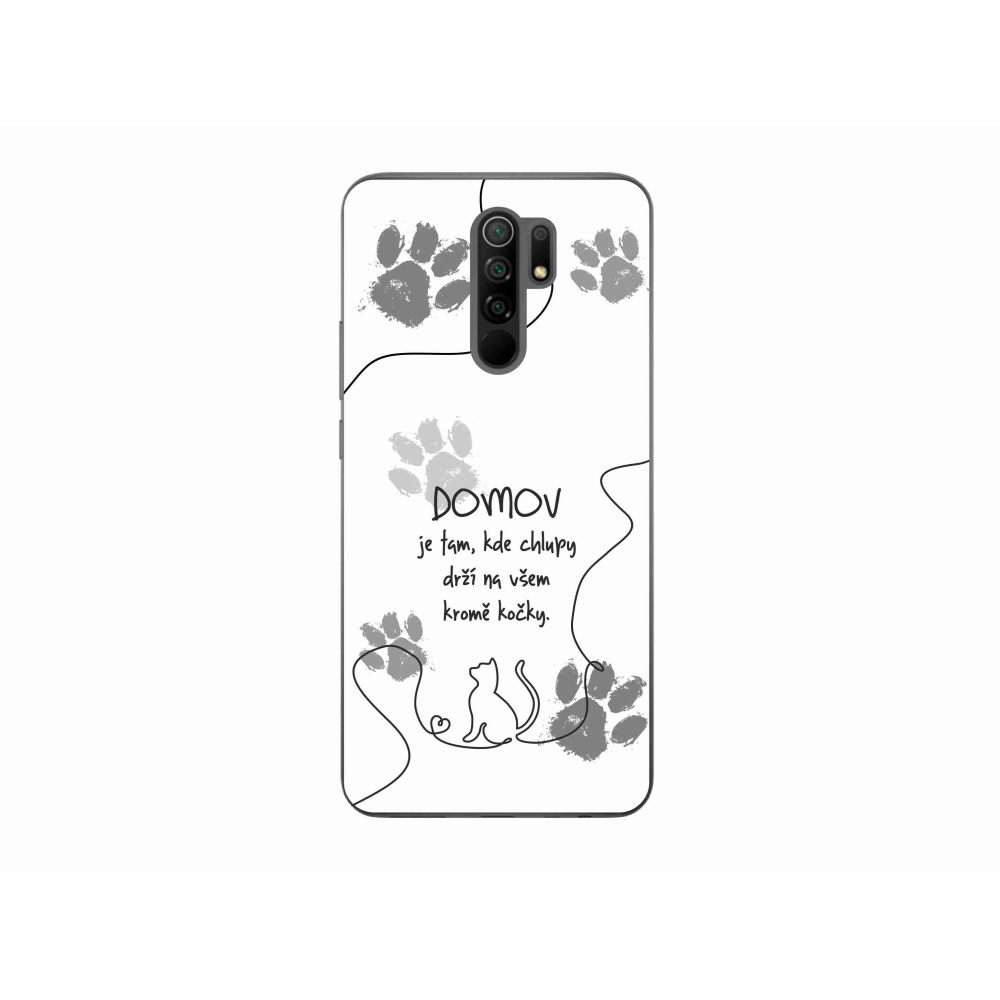 Gél borító mmCase a Xiaomi Redmi 9-hez - macska motívum fehér háttérrel
