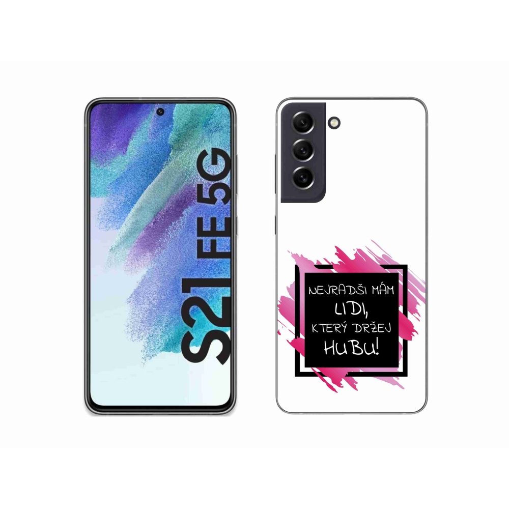 Gél borító mmCase Samsung Galaxy S21 FE 5G - vicces szöveg 7 fekete-fehér háttérrel