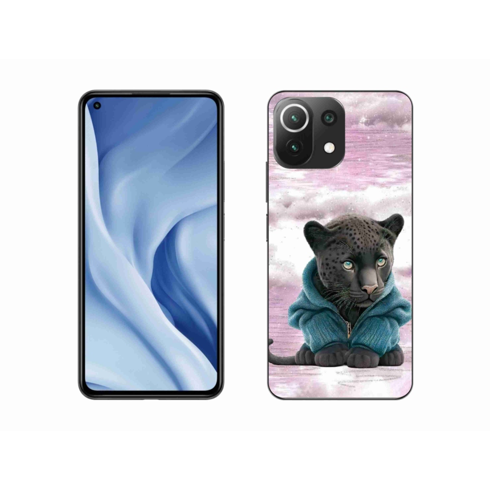 Gél borítás mmCase a Xiaomi Mi 11 Lite 4G/5G-hez - fekete párduc pulóverben