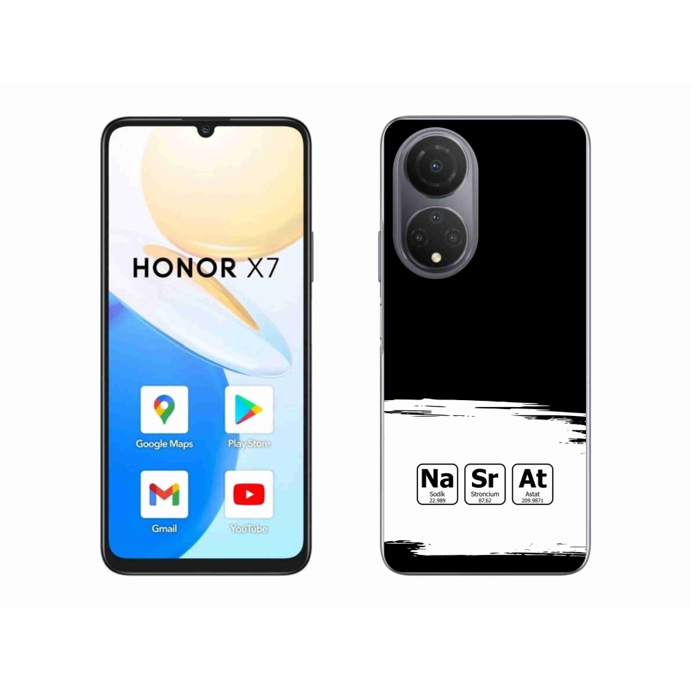 Gél borító mmCase a Honor X7-hez - kémiai elemek fehér és fekete háttérrel
