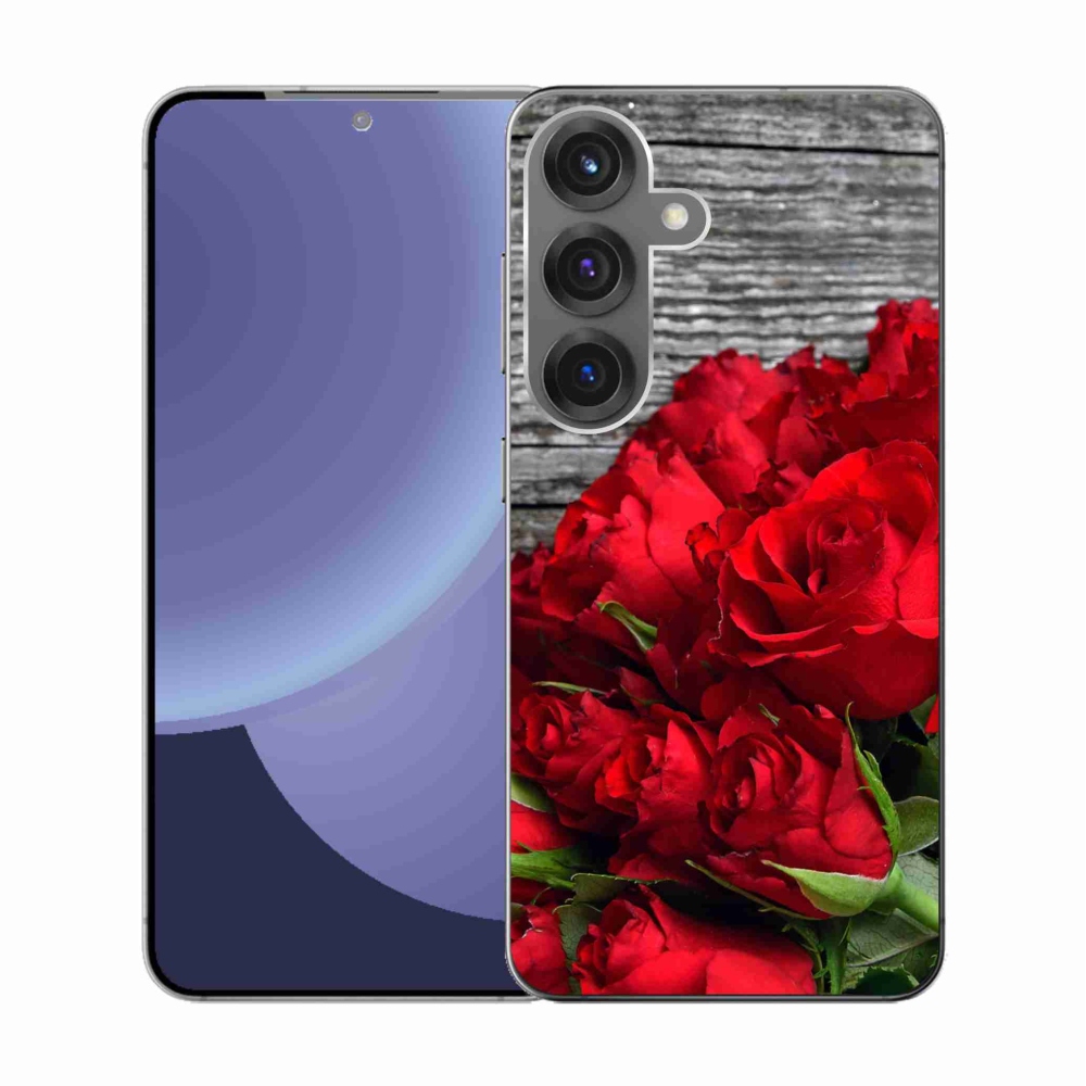 Gél borítás mmCase Samsung Galaxy S25 készülékhez - piros rózsa