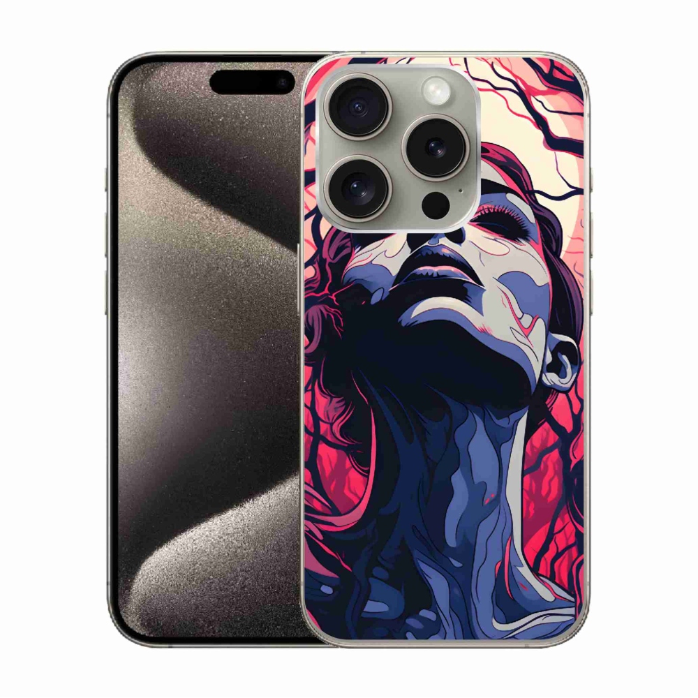 Gél borítás mmCase iPhone 15 Pro készülékhez - absztrakt arc