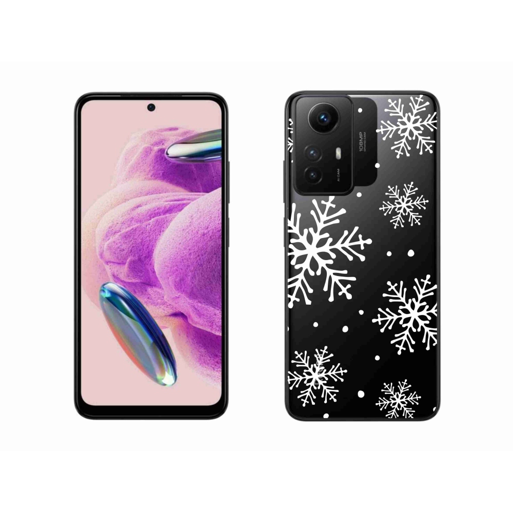 Gél borítás mmCase a Xiaomi Redmi Note 12S-hez - fehér pelyhek átlátszó háttéren