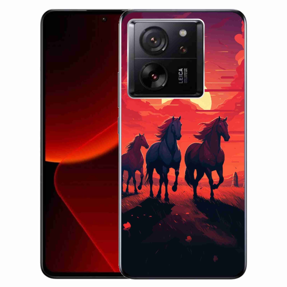 Gél borítás mmCase a Xiaomi 13T/13T Pro számára - lovak és naplemente