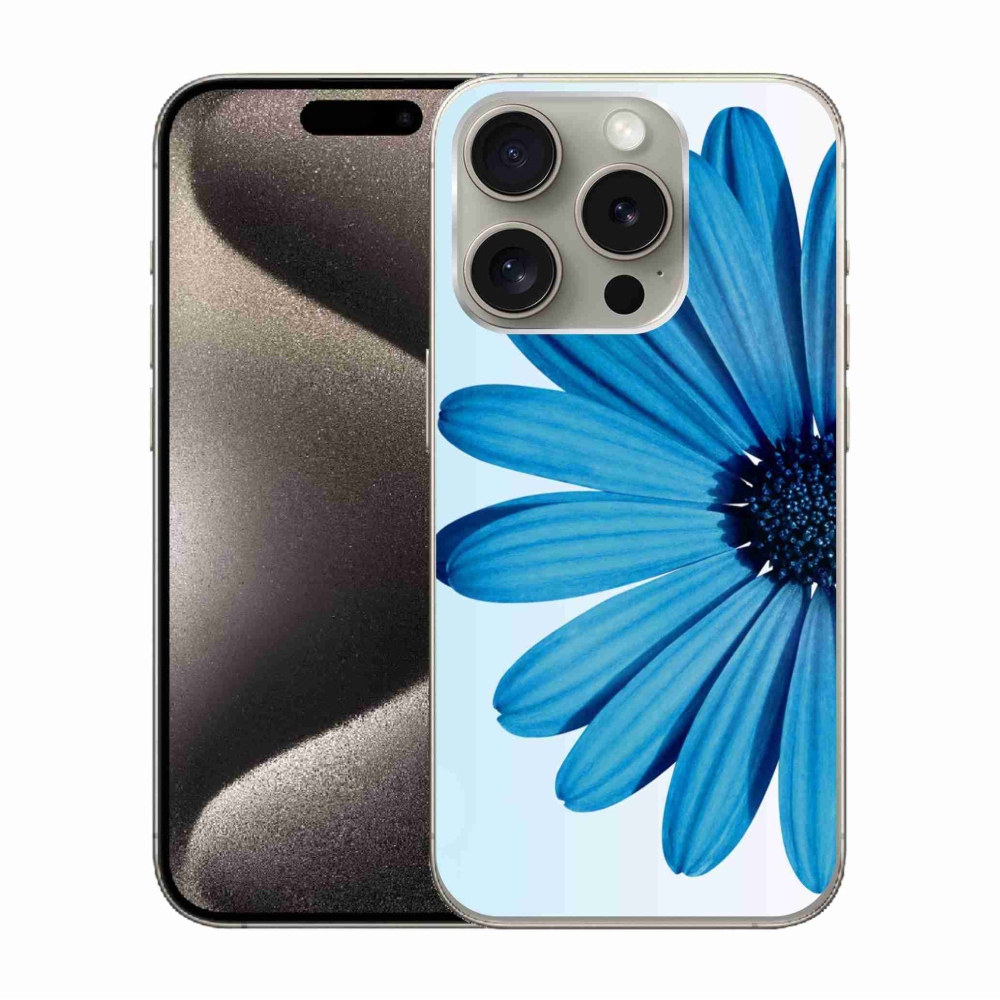Gél tok mmCase iPhone 15 Pro készülékhez - kék százszorszép
