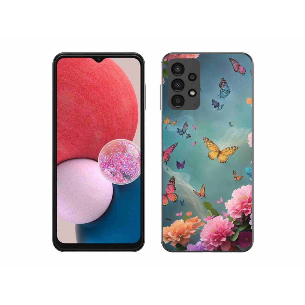 Gél borítás mmCase Samsung Galaxy A13 4G - színes virágok és pillangók