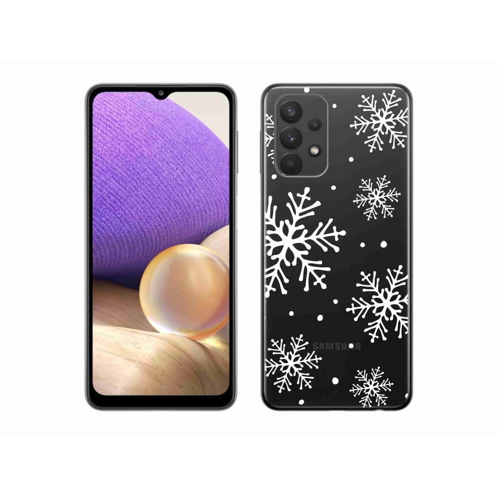 Zselés borítás mmCase Samsung Galaxy A32 5G - fehér pelyhek átlátszó háttéren