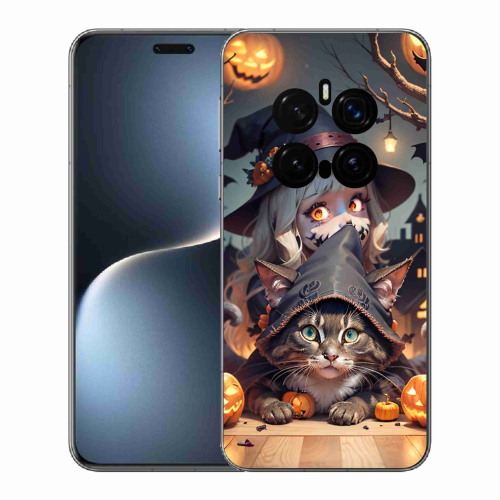 Zselés borítás mmCase a Honor Magic 7 Pro 5G számára - boszorkány macskával