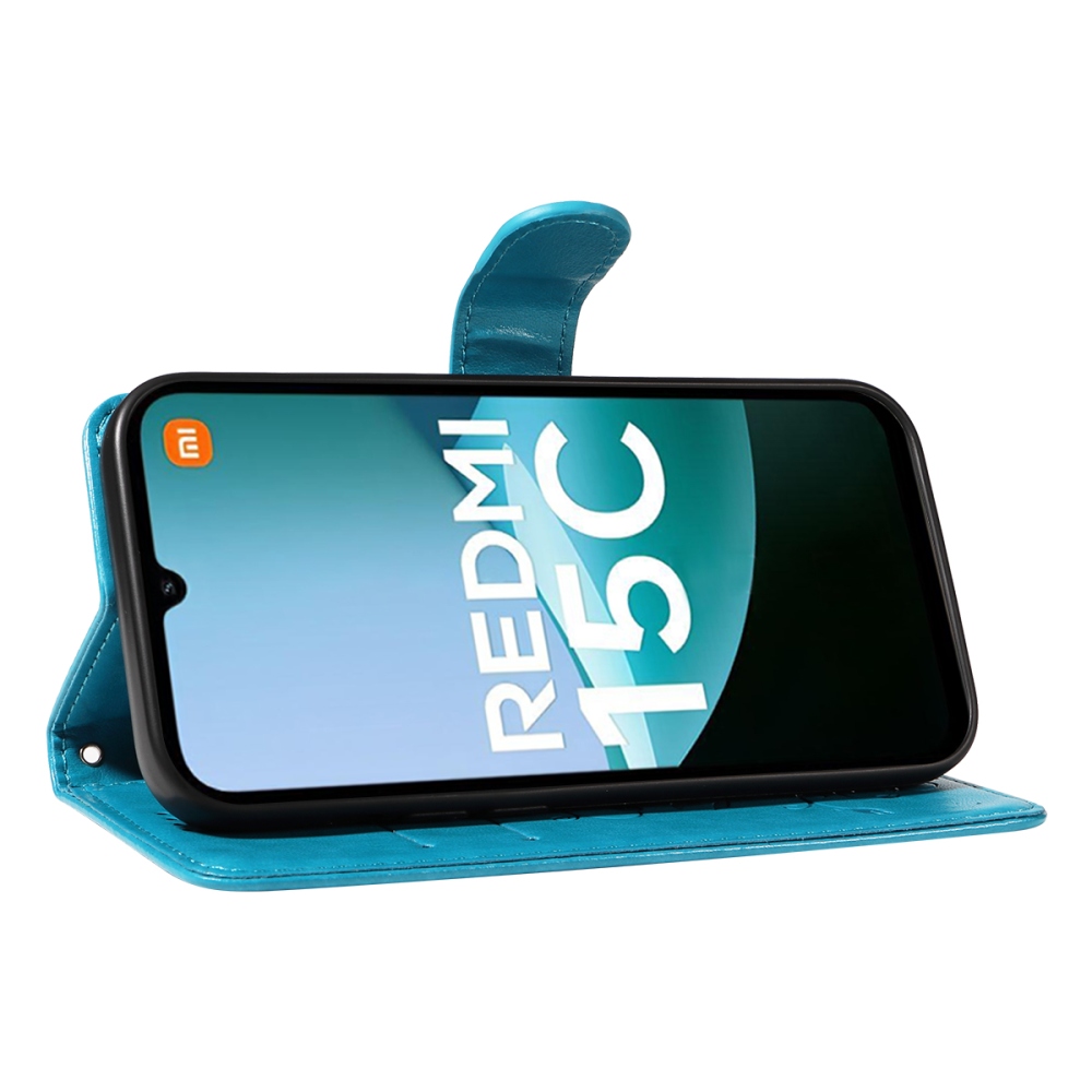 Virágok könyv tok Xiaomi Redmi 15C 4G/5G (173mm) - kék