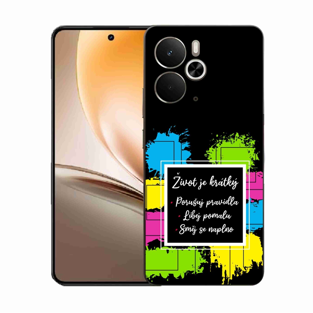 Gél borítás mmCase a Realme 14 5G/14T 5G-n - Idézet 5 fekete háttér