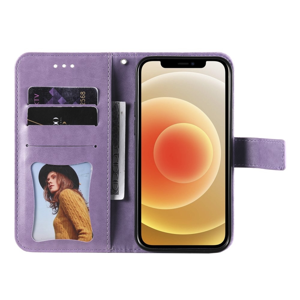 Virágos könyvtáska a Realme 14 5G készülékhez - lila