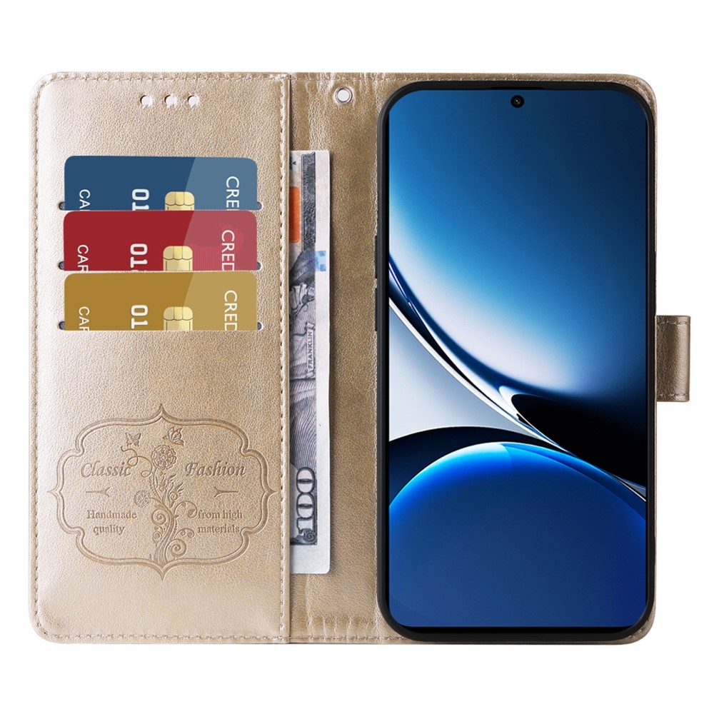 Virágos könyv tok a Xiaomi Poco X7 Pro 5G számára - arany színű