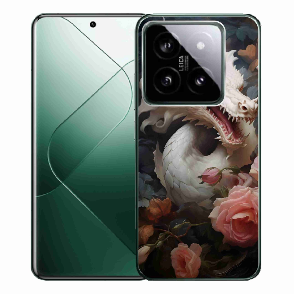 Gél borítás mmCase a Xiaomi 14 Pro számára - fehér sárkány