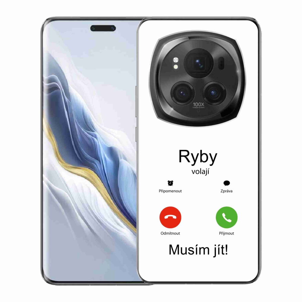 Zselés borítás mmCase a Honor Magic 6 Pro 5G készülékhez - hal hívás fehér háttérrel