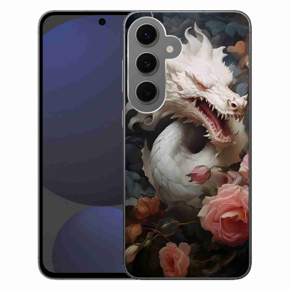 Gél védőhuzat mmCase Samsung Galaxy S24 FE készülékhez - fehér sárkány