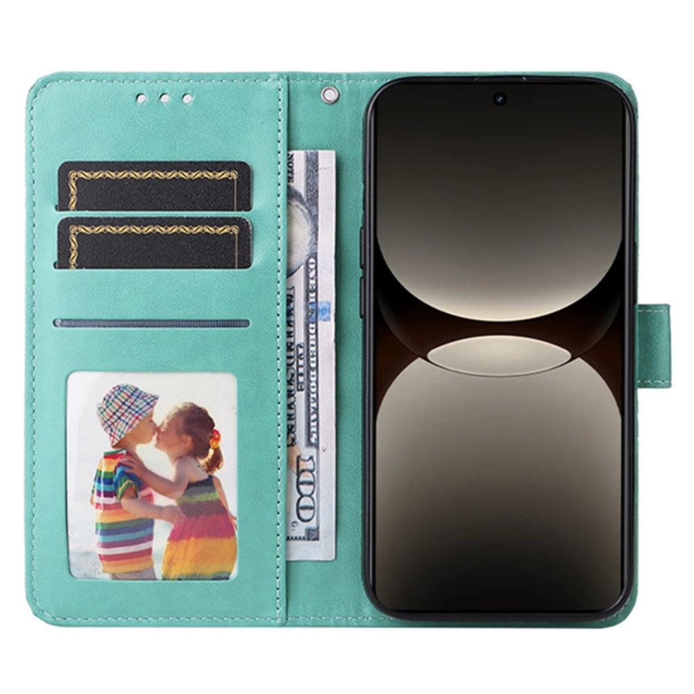 Napraforgó könyvtáska Realme GT 7 Pro 5G-hez - teáskék színű