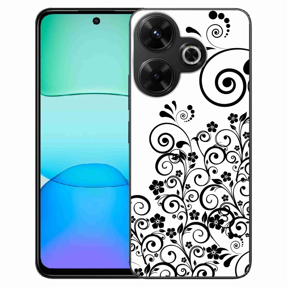 Gél borítás mmCase a Xiaomi Redmi 13 4G/Poco M6 4G készülékhez - fekete és fehér virágminták