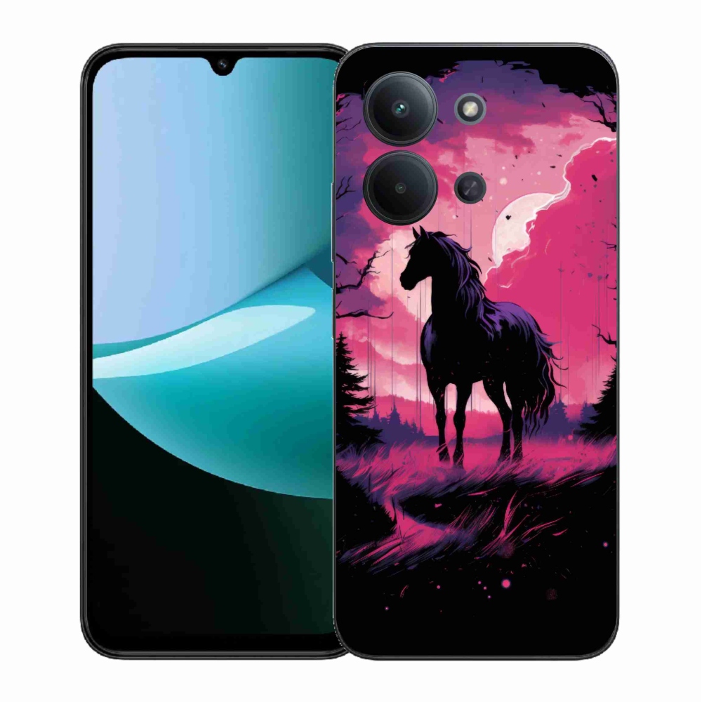 Gél borítás mmCase a Xiaomi Redmi 15C 4G (171mm)/Poco C85 4G (171mm) - fekete rajzfilm ló 1