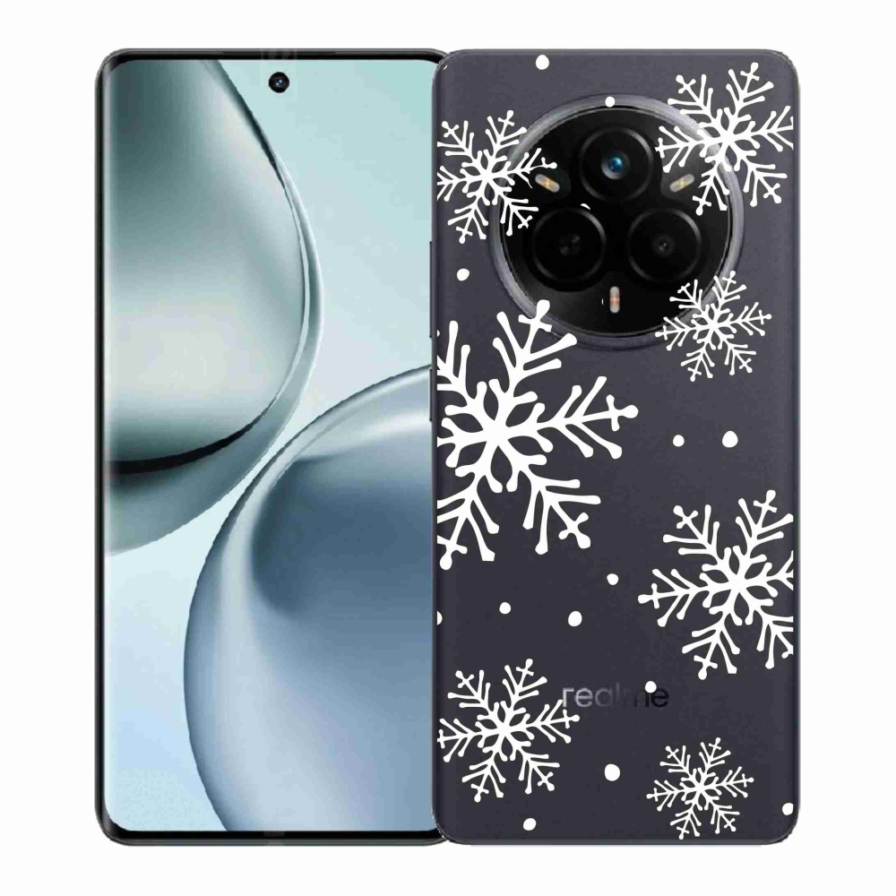 Gél borítás mmCase a Realme 14 Pro 5G készülékhez - fehér pelyhek átlátszó háttéren