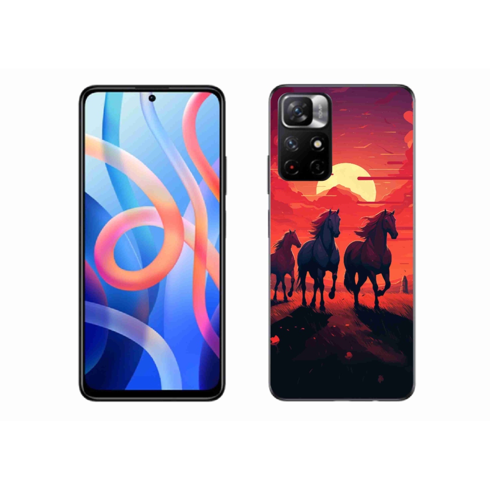 Gél borító mmCase a Xiaomi Redmi Note 11S 5G-hez - lovak és naplemente
