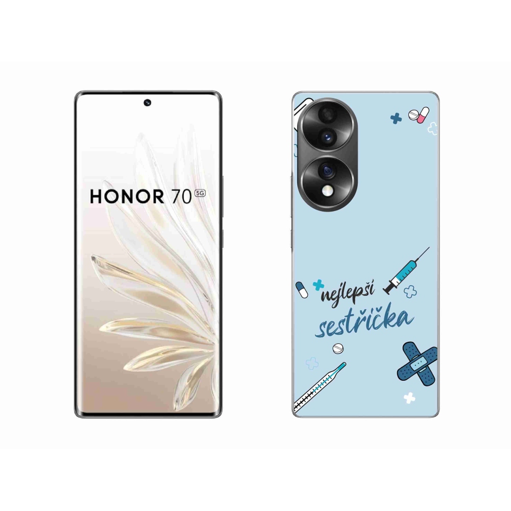 Gél borító mmCase a Honor 70-en - a legjobb kishúg kék háttérrel
