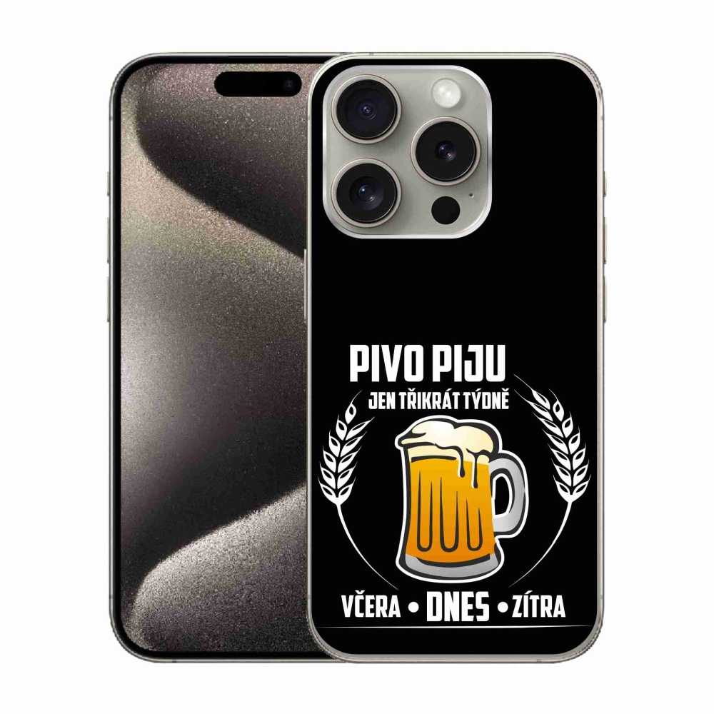 Gél borítás mmCase iPhone 15 Pro készülékhez - sör motívum fekete háttér