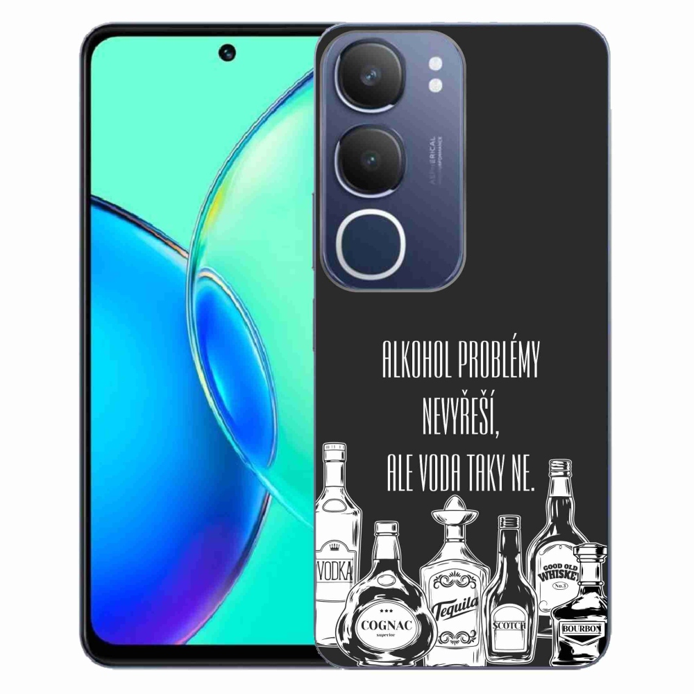 Gél borító mmCase a Vivo Y19s készülékhez - vicces szöveg fekete háttérrel