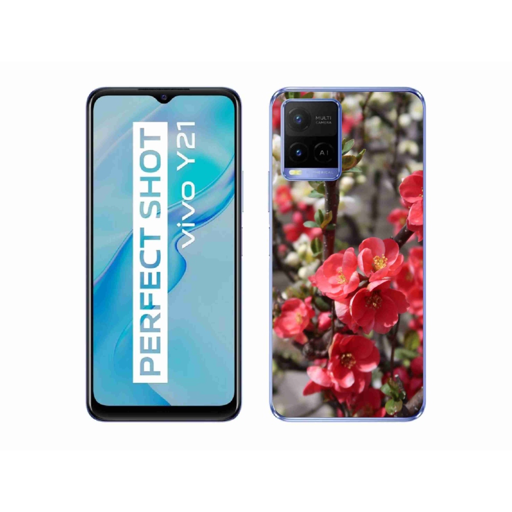 Gél védőhuzat mmCase a Vivo Y21/Y21s/Y33s készülékhez - piros virágok