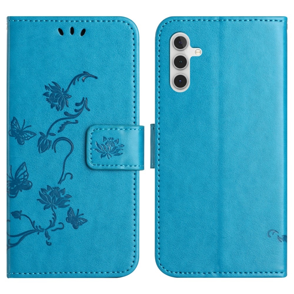 Virágos könyvtáska Samsung Galaxy A36 5G - kék